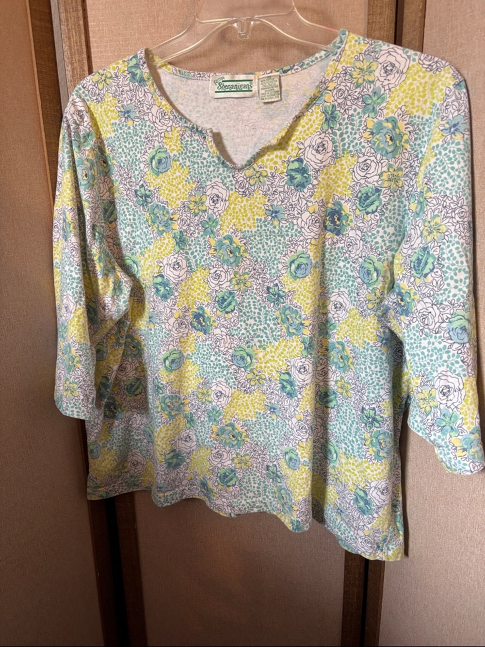 Floral Notch Neck Shenanigans Women's Top 2X